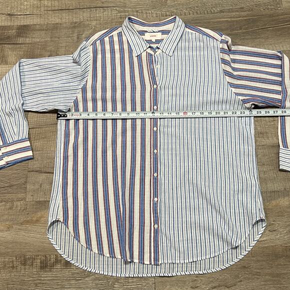 Xirena Button Up Long Sleeve Shirt XL Striped Oxford Lightweight Cotton Modern - Picture 7 of 7